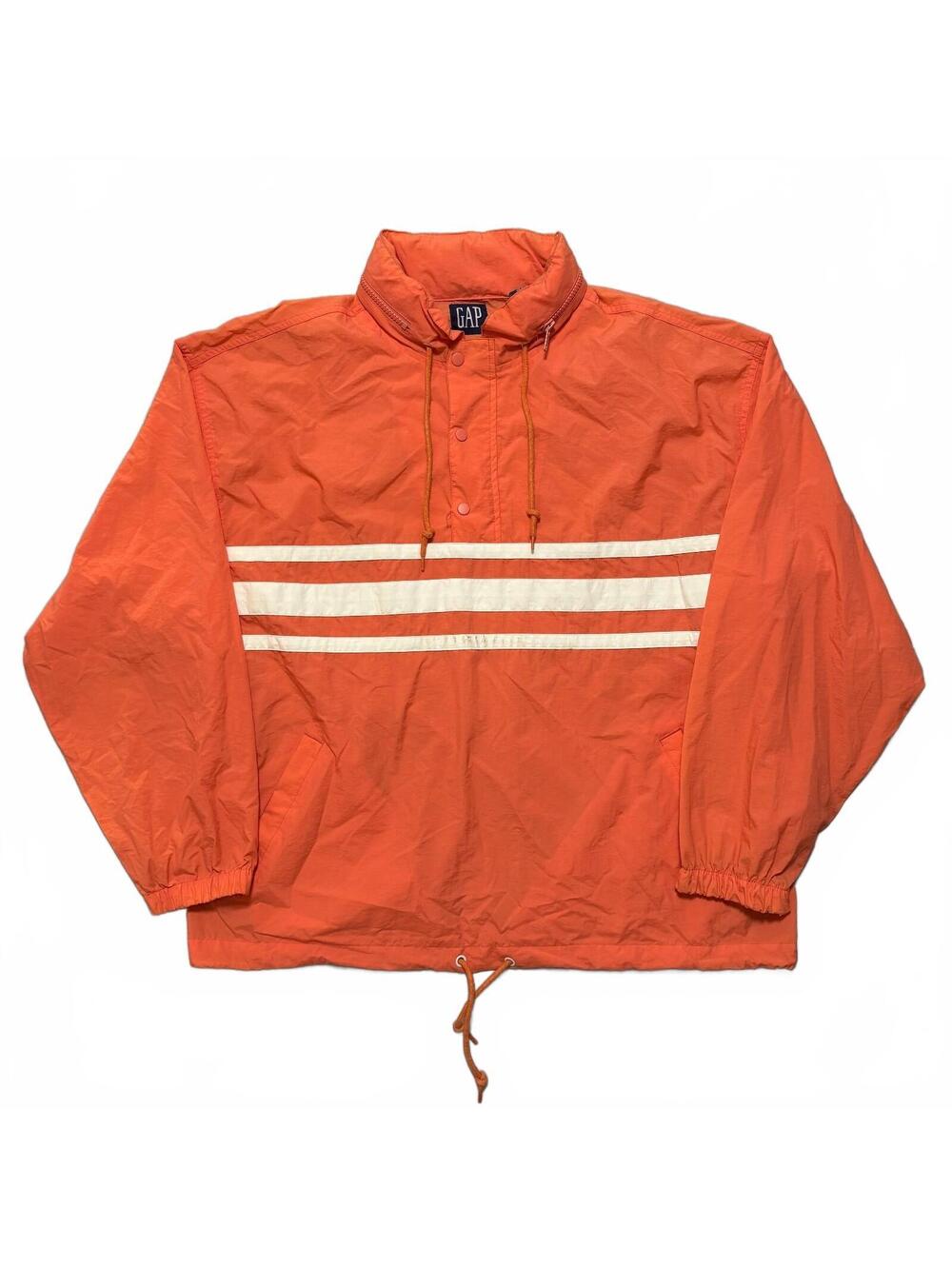VTG 90's Gap Striped Popover Chaqueta Anorak Windbreaker Jacket Men's M Orange